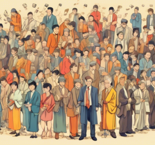 Ilustração colorida de uma ofiva de marcenaria organizada e eficiente, destacando as práticas dos 5S (Seiri, Seiton, Seiso, Seiketsu, e Shitsuke) com vários marceneiros trabalhando de forma harmoniosa